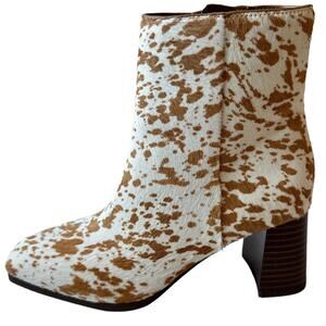 INC International Concepts Boots Dasha4 Calfhair White Brown Cow Women's 5.5M